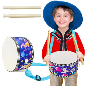 Kid Drum Set,8 Inch Wooden Drum Toys,Sensory Educational Musical Instrument Toy With Adjustable Strap,2 Drumsticks For Toddler,B