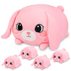 YIIQUWEN Pink Bunny Plush, Rabbit Mommy Stuffed Animal Set with 4 Baby Bunnies, Soft Stuffed Toy Pillow, Cute Birthday for Kids 