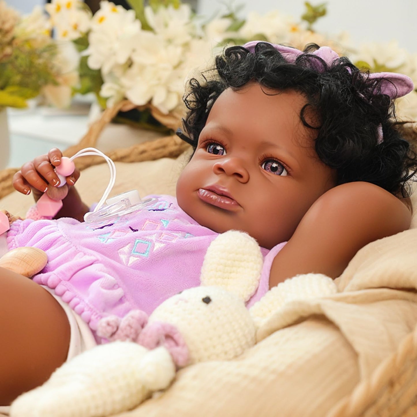 WOOROY Realistic Reborn Baby Dolls Black - 20-Inch African American Real Life Silicone Baby Doll with Soft Full Vinyl Body  Handmade Gift Toy with Doll Accessories for Kids Ages 3+