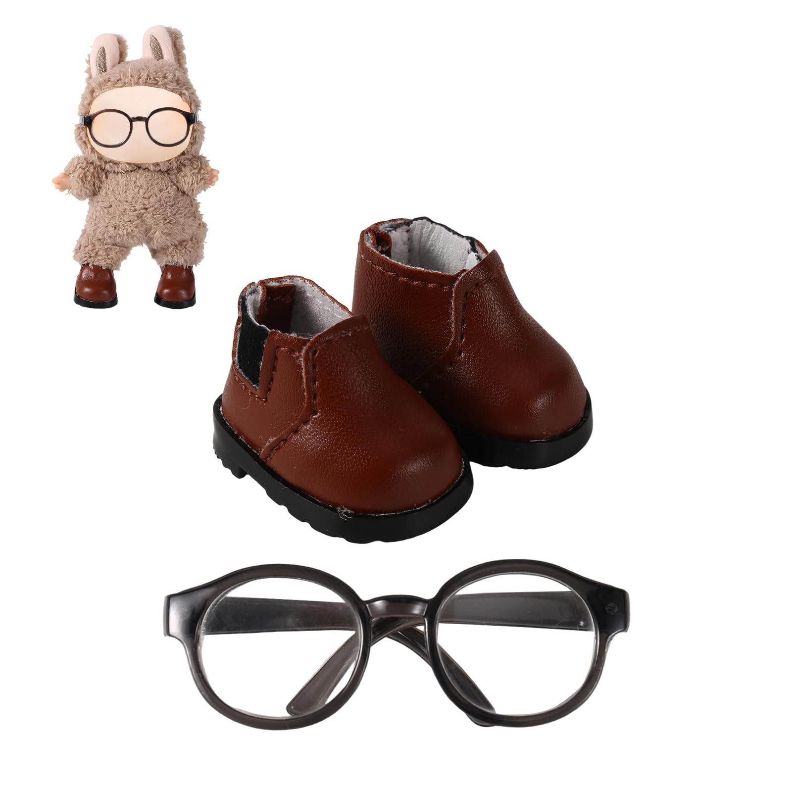 Mikovivi Mini Doll Shoes And Glasses Set, Stylish Mini Toy Shoes And Glasses For 17Cm Doll Footwear Eyewear Decoration To Match