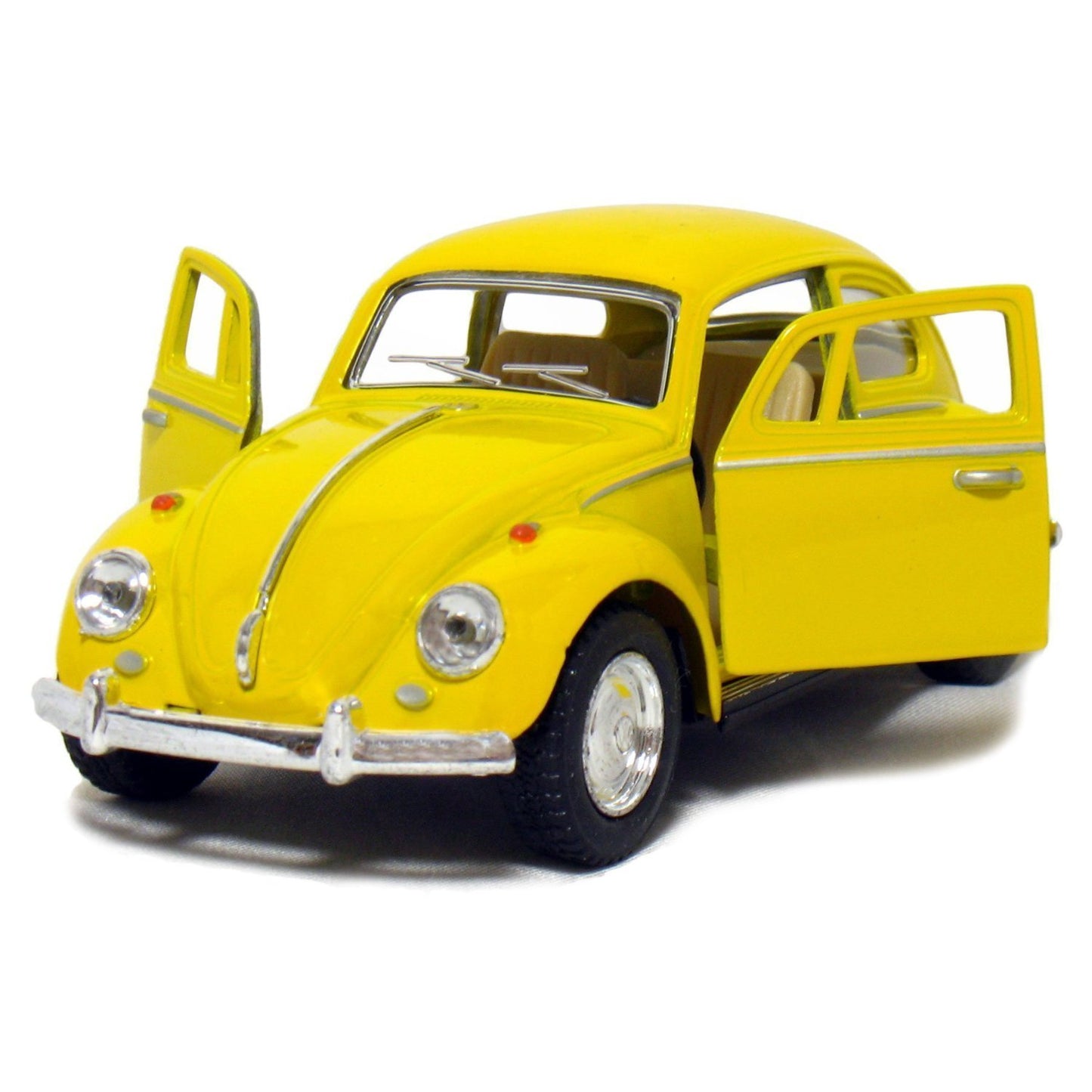 KiNSMART 1967 Volkswagen Classic Beetle Die Cast Metal Model Toy 5 Inch Yellow KT5057D-Yellow