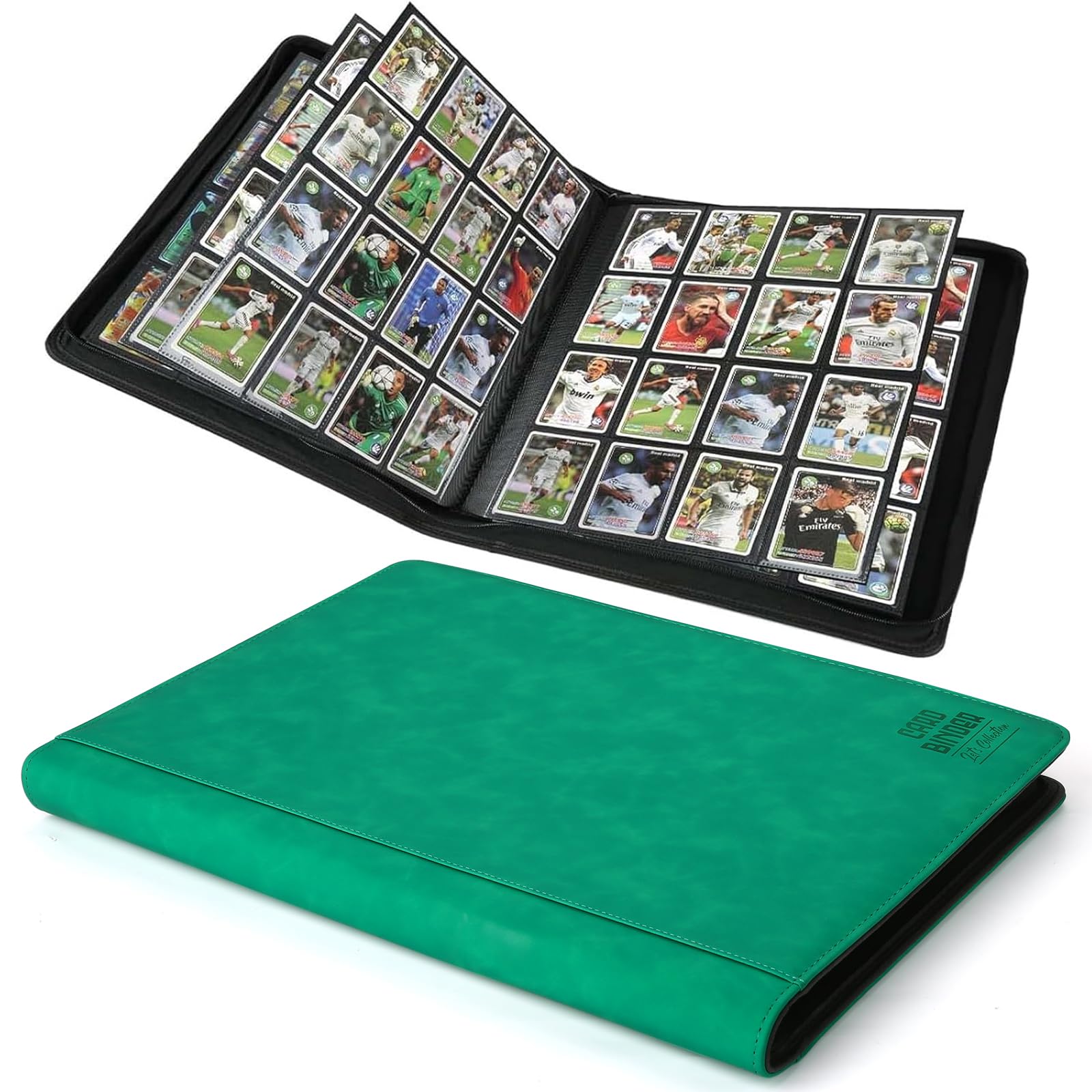 Arkeiliy enhanced Ringless Trading Card Binder - 1024 Capacity  16 Side-Loading Pockets per Page  Archival Quality Protection & Anti-Slip Spine for TCG  MTG  Sports Cards (Emerald)