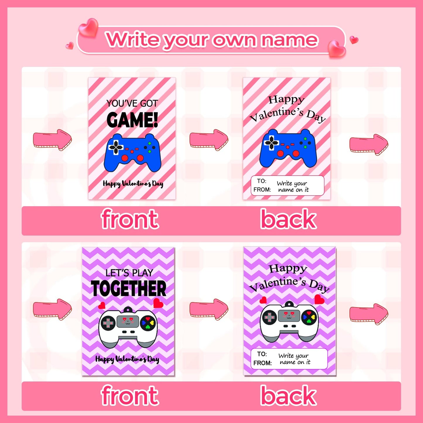 Japior 24 Pack Valentines Day Cards Gifts for Classroom - Fun Video Games Keychains with Class Exchange Gifts Included Valentine