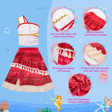 Meland Princess Dress Up for Girls - Princess Costume for Girl Dress Up & Pretend Play, Kids Princess Dress for Toddler 3-8(5-6