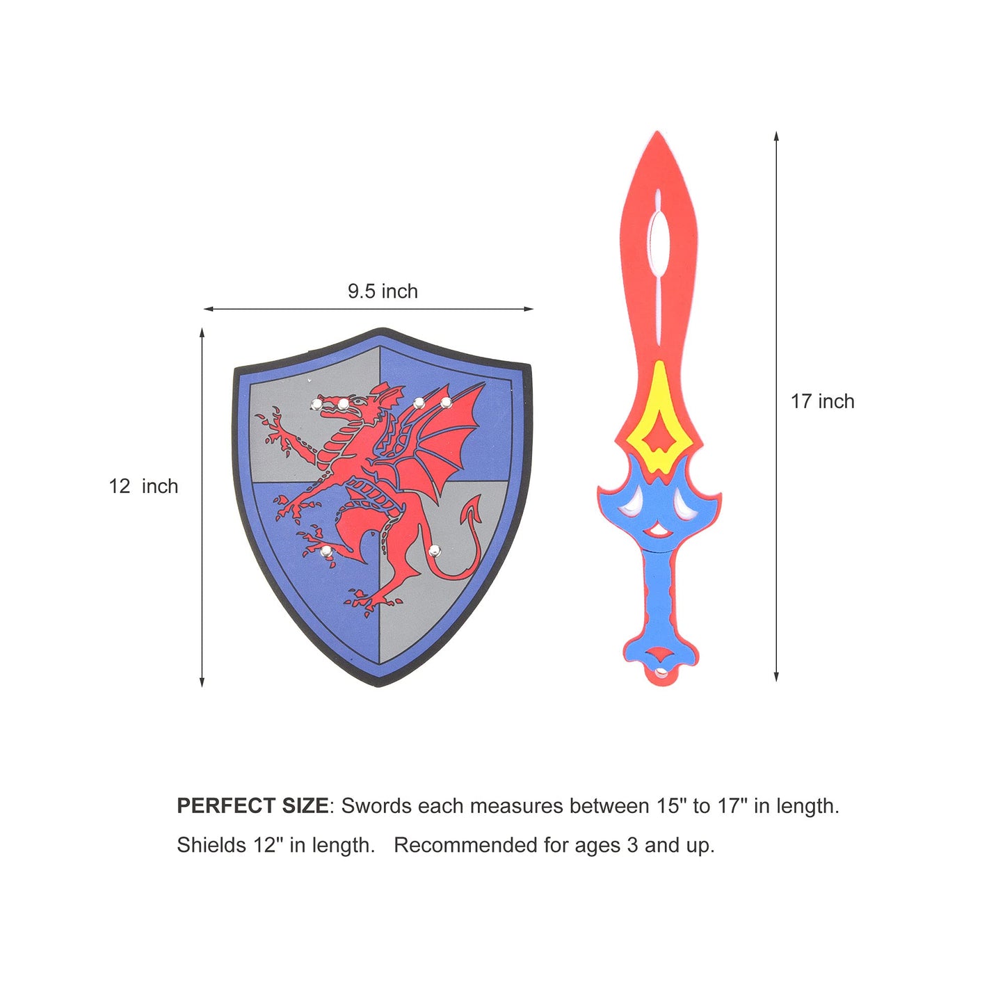 PowerTRC Foam decorative replica blade and Shield 60 Piece Playset | Ninja  Warrior  Viking Role Play Accessories for Kids | Great for Party Favors