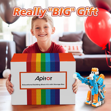 Apitor Robot S Robot Building Kit- Includes Large Storage Organizer with Sorting Plate, 10 in 1 Programmable APP RC Robot/Car Ro