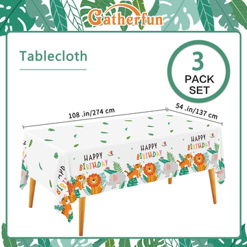 Safari Theme Party Supplies Disposable Tablecloth Plastic Waterproof Table Cover for Jungle Safari Birthday Party Decorations, 3
