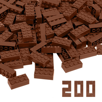 Unirolic Classic Building Bricks, 200 Piece 2X4 Building Blocks Stem Creative Building Toys Compatible With All Major Brands, Moc Building Bricks Diy Play Set For Kids Age 6+ (Brown)