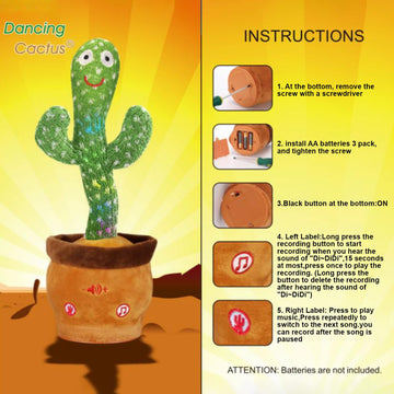 Emoin Dancing Talking Cactus Toy for Baby Boys Girls Gifts Dancing Cactus Singing Mimicking Recording Repeating What You Say Baby Toys