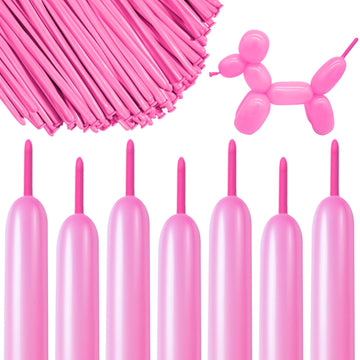 Pink 260 Long Balloons 100 Pack Matte Pink Modeling Long Magic Balloons Thickening Latex Twisting Diy Animal Balloon For Birthda