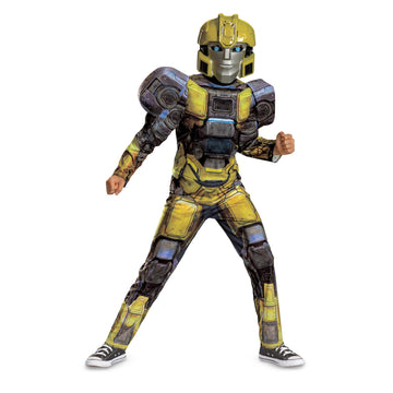 Disguise B127 Transformers One Costume, Official Transformers Animated Movie Bumblebee Muscle Costume For Kids, Child Size (4-6)