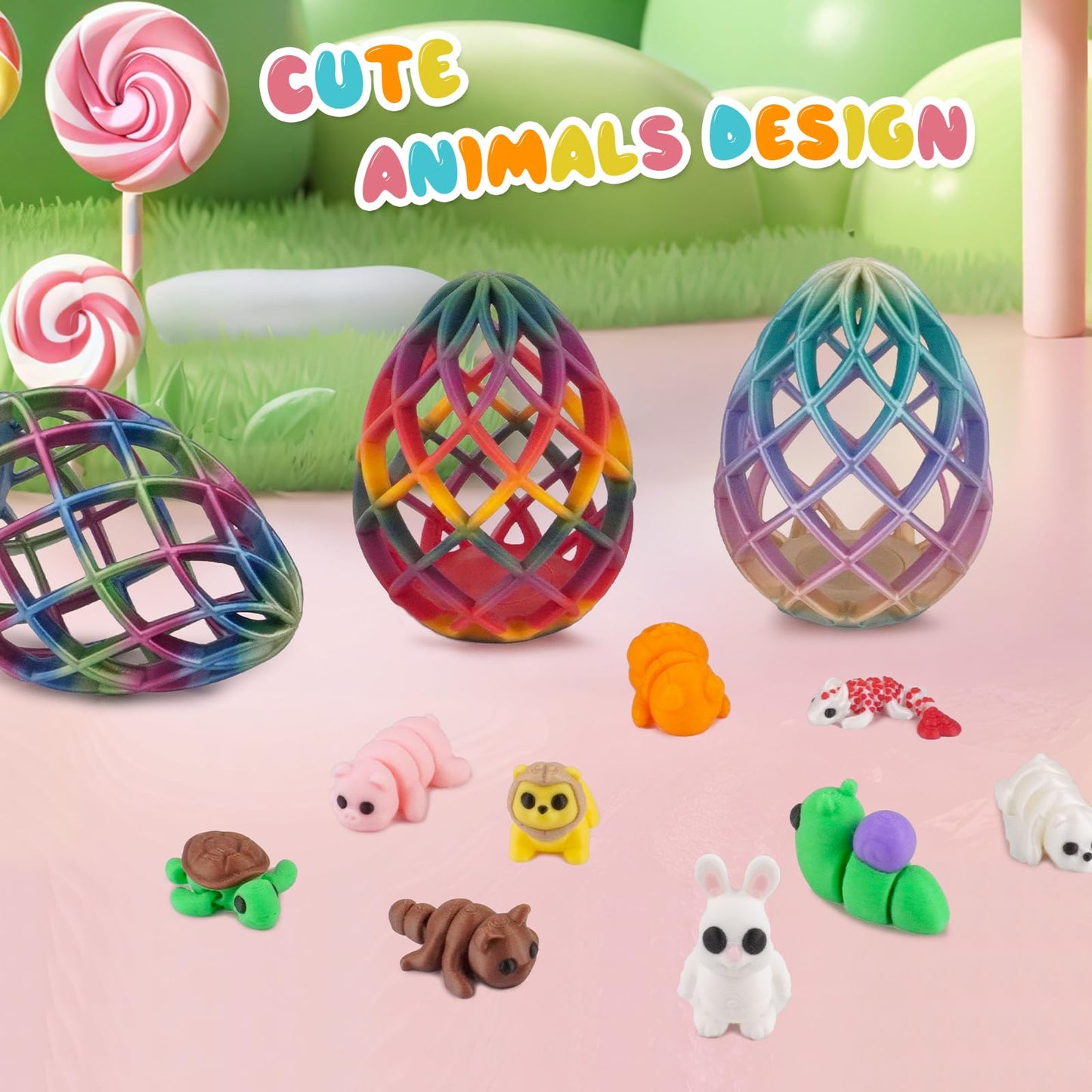 9 Pcs Mini Dragon Eggs With Tiny Animal Figurines - 3D Printed Easter Basket Stuffers, Prefilled Surprise Eggs, Cute Miniature A