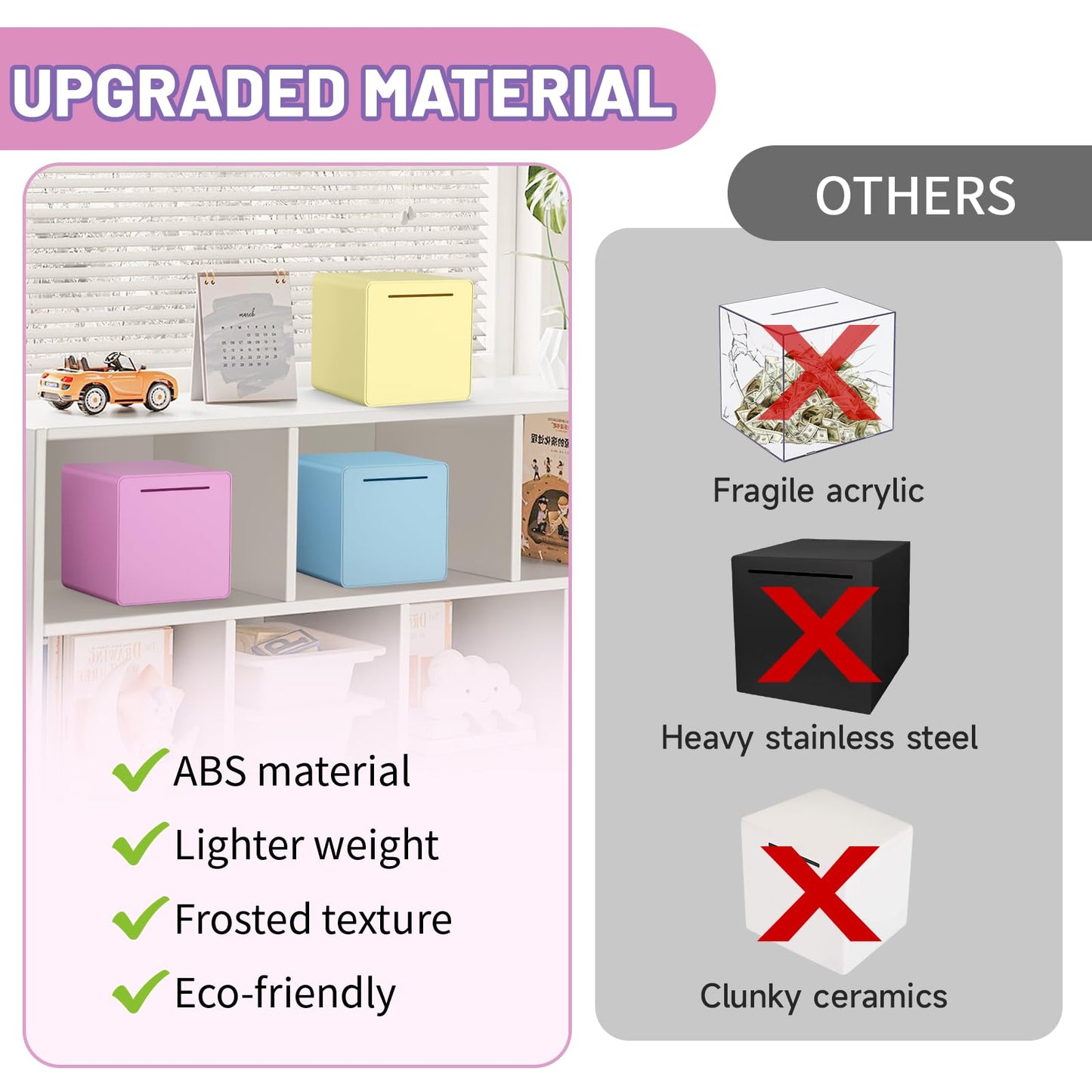 Hizgo Adults Piggy Bank, 6' Large Savings Box For Adults/Kids Must Break To Open, Assembly Money Saving Box For 2025 Cash Saving (Purple)