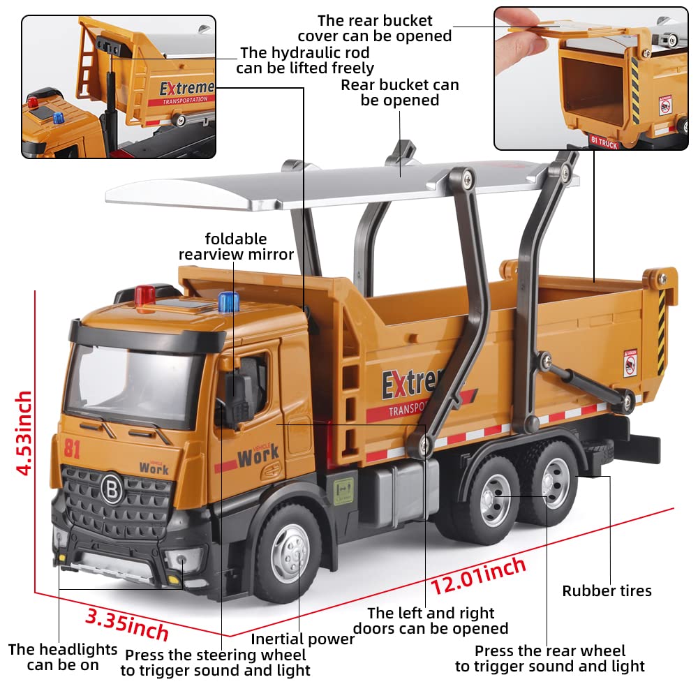 OANMYJJO Children Dump Truck Toy Metal DieCast Construction Truck Toys