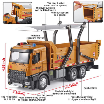 OANMYJJO Children Dump Truck Toy Metal DieCast Construction Truck Toys
