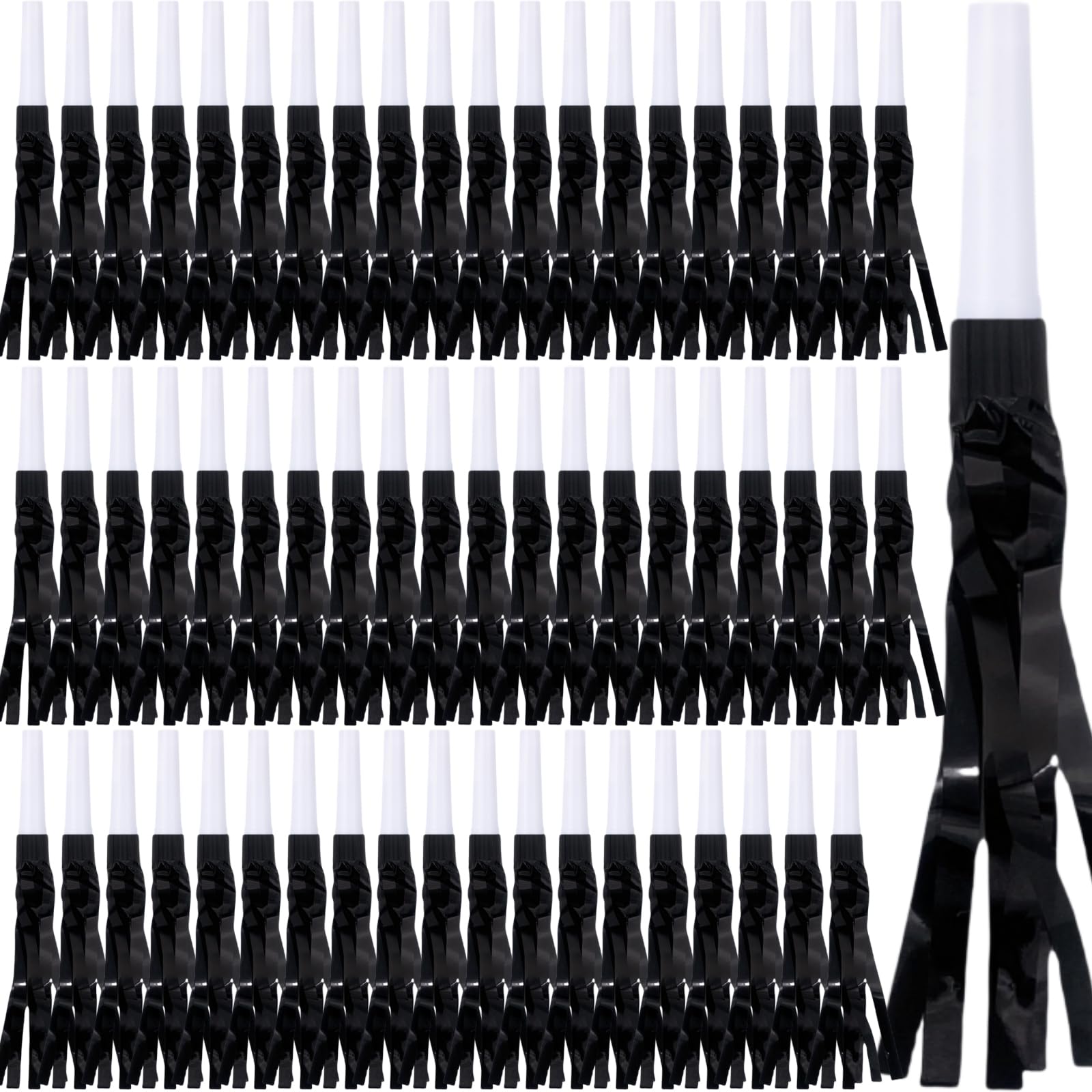 Lcpqmzgh 60 Pcs Gold Noise Makers, Metallic Fringed Noise Makers For New Year Party Favor Supplies (Black)