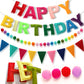 Pre-Strung Happy Birthday Banner, Felt Ball Garland HAPPY BIRTHDAY Garland, Rainbow Birthday Decorations Birthday Decor Party Pe