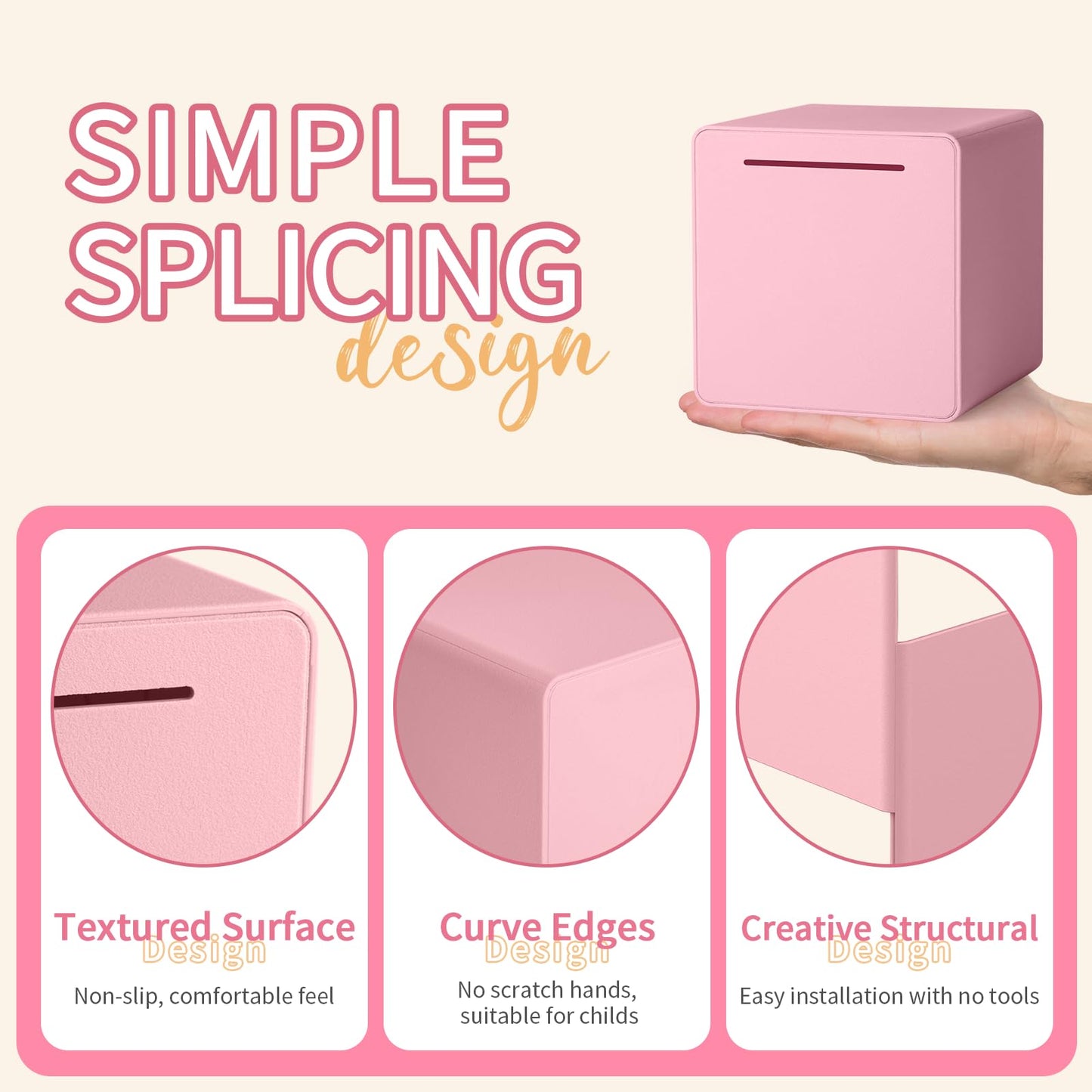 6 Piggy Bank for mature-themeds 2024NEW Must Break to Open mature-themed Piggy Bank for Cash  Interactive DIY Assembled Unopenable Money Savings Box (Pink)