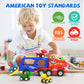 HEGUD Toddler Car Toys for 1 2 3 4 5 Year Old Boy, 5-in-1 Dinosaur Vehicle Trucks Toys for Toddlers 1-3 with Sounds & Lights Toy
