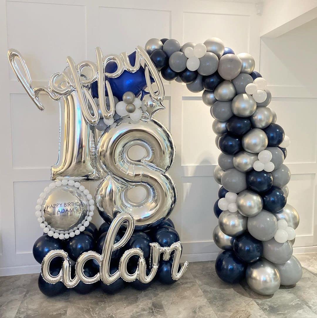 8 Number Balloons Silver 8 Balloons Number 40 Inch Number 8 Foil Mylar Balloons For 8 Birthday Anniversary Events Party