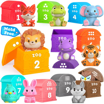 Oriate Animal Toddler Learning Toys, Sensory Learning Toy Safari Animal for Counting Sorting, Zoo Animals Educational Finger Pup