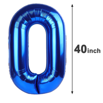 Big Navy Blue 0 Number Balloon 40 Inch, Foil 0 Number Balloons, Number Zero Balloons For 10 20 30 40 50 60 70 80 90 100 Women Me