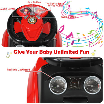 Honey Joy Ride On Push Car, Foot To Floor Ride On Sliding Car Push Handle & Detachable Guardrail, Sound & Lights, Under Seat Storage, Push Cars For Toddlers 1-3, Gift For Kids Boys Girls(Red)