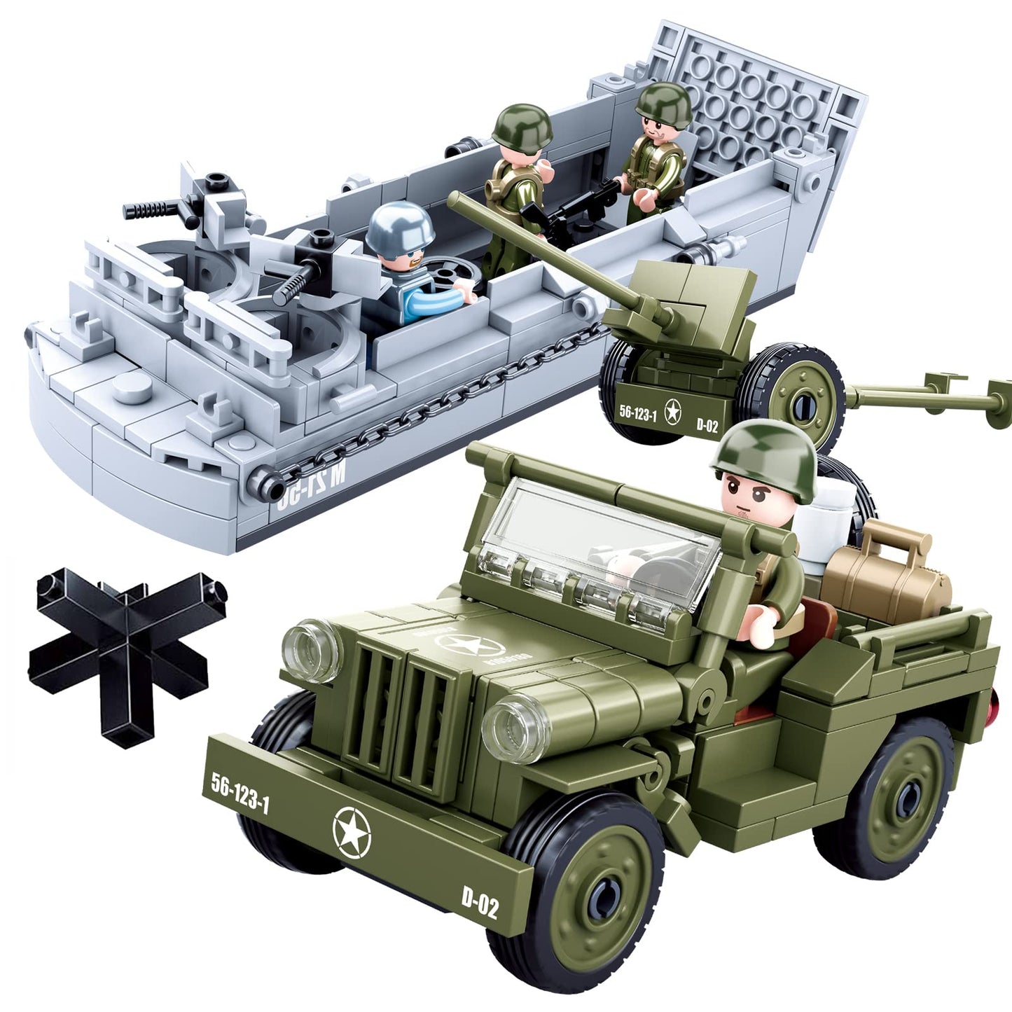 Hhohio World War 2 Landing Craft Building Toys Ww2 Military Vehicle Brick Set, Wwii Army Warship Boat Model Block With 4 Soldier