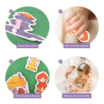 CHEFAN 4 Pack Felt Board Story Set, The Mitten, The Little Red Riding Hood, Gingerbread Man, Ugly Duckling, Precut Felt/Flannel