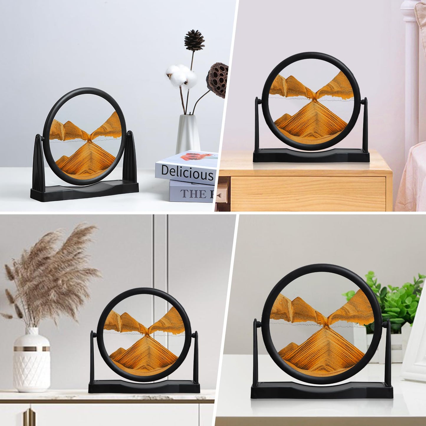 MXYATCJ | Moving Sand Art | Sand Art Liquid Motion | Sand Art Pictures | 3D Deep Sea Sandscape | Glass Sand Art Display | Sand Relaxing Gift for mature-themed | Home Office Decor | Desktop Toys | (8'' Orange)