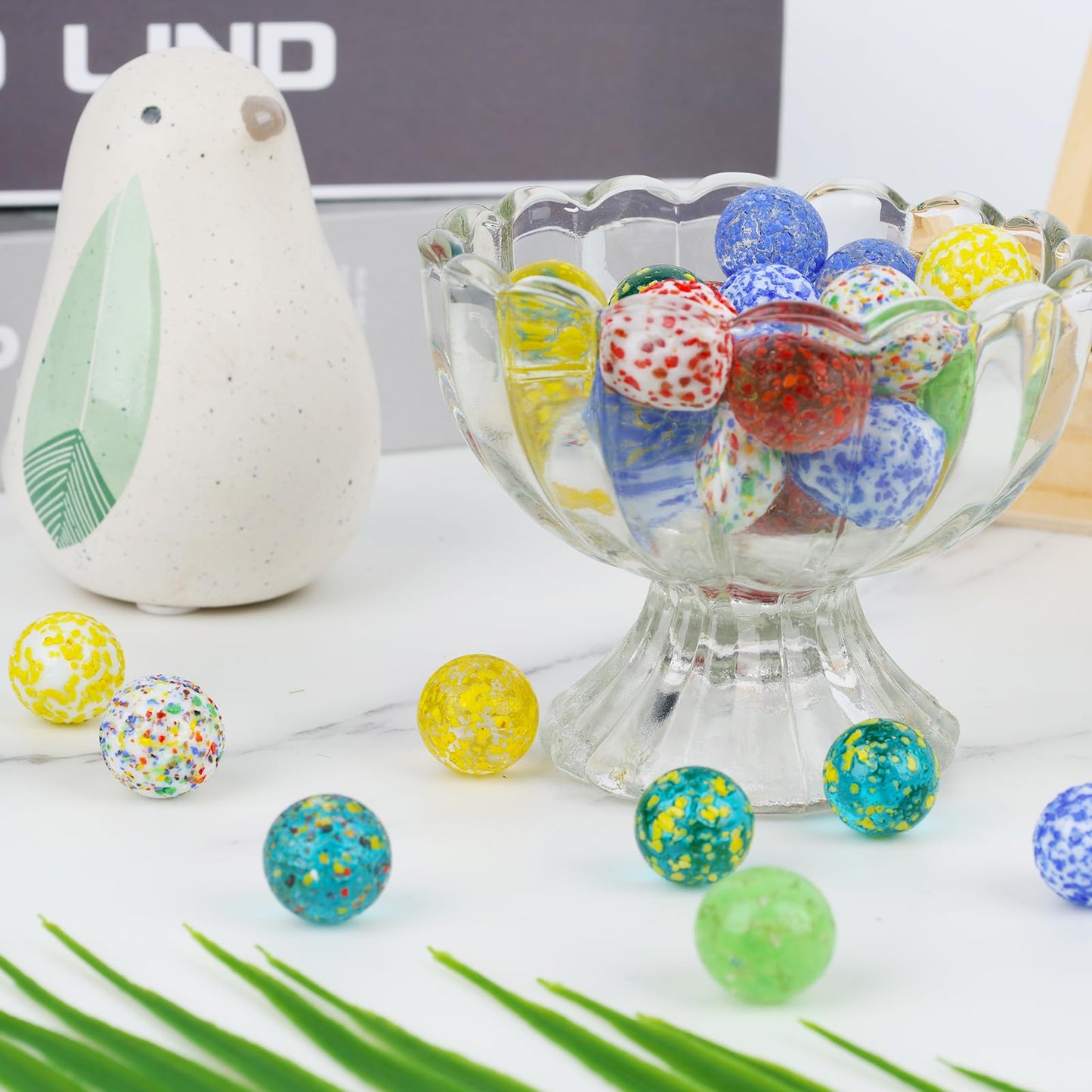 Lovestown 60Pcs Colorful Glass Marbles, 5/8Inch Mixed Color Marbles Glass Marbles For Kids Marlbes Games Retro Toys Vase Fillers
