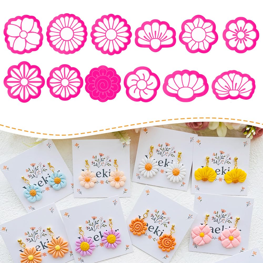 Xaekicr Flower Shape Polymer Clay Cutters Set  Molds And Clay Cutters For Polymer Clay, Floral Clay Earring Tools