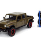 Just Trucks 1:24 2020 Jeep Gladiator Die-Cast Car Brown With Tire Rack, Toys For Kids And Adults