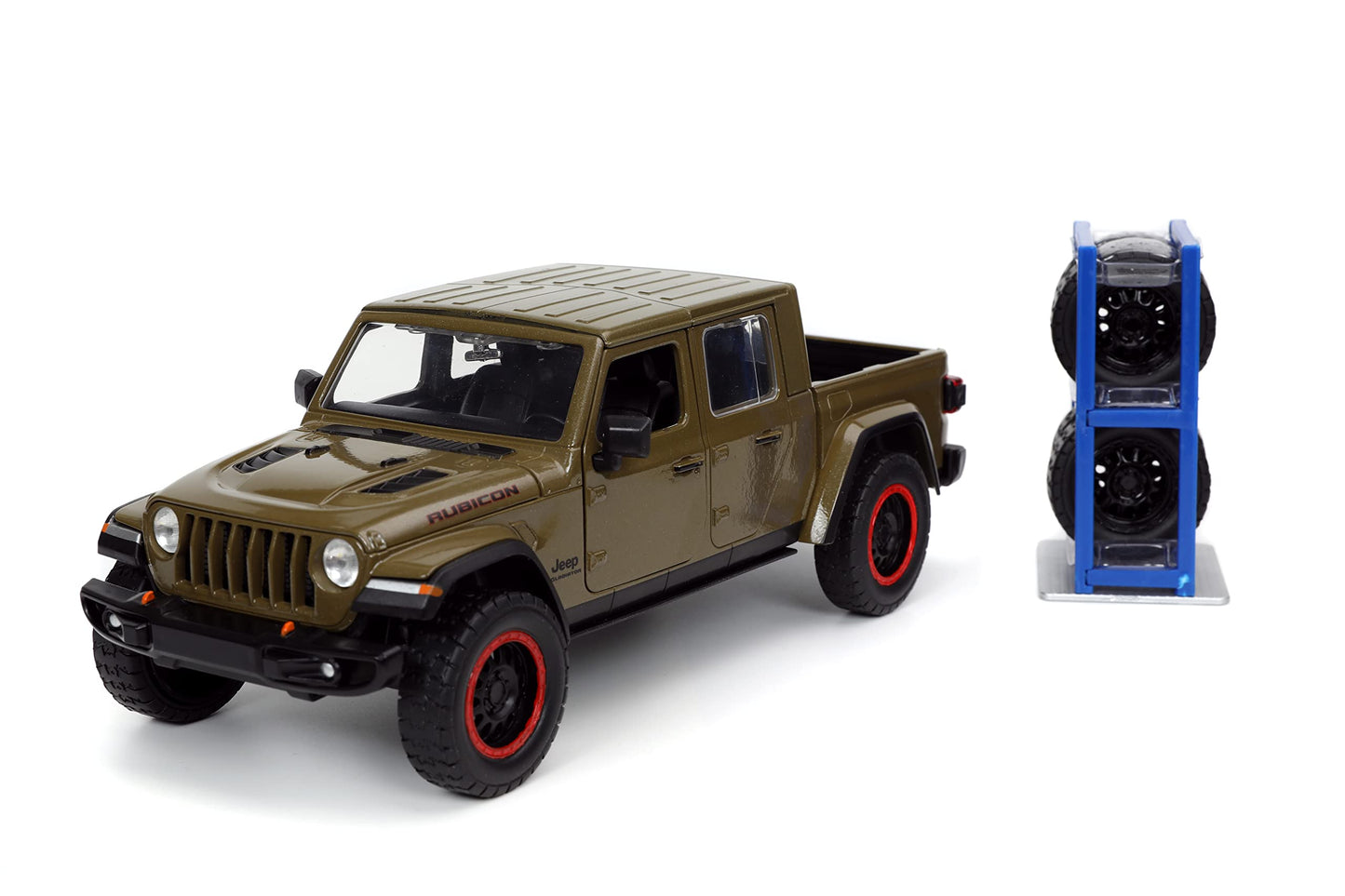 Just Trucks 1:24 2020 Jeep Gladiator Die-Cast Car Brown With Tire Rack, Toys For Kids And Adults