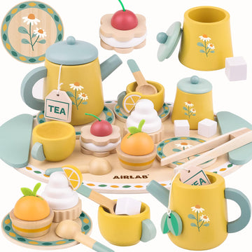 Tea Sets for Toddlers 3-5 Girl Birthday Gift 2 Year Old Princess Party Wooden Play Food Toy Sets for Kids Kitchen Accessories Ag