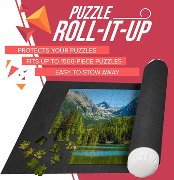 Puzzle Roll Up Mat - Store And Transport Jigsaw Puzzles Up To 1500 Pieces - 46' X 26' Felt Mat, Inflatable Tube, And 3 Elastic Fasteners Newer Improved Design - By Amy And Delle