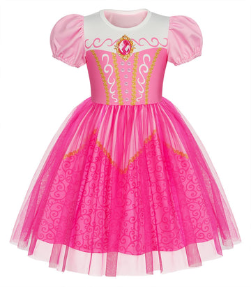 Benylion Princess Dress For Girls Princess Dress Up Puff Sleeve Tulle Dress Halloween Christmas Cosplay Party Outfits Birthday G