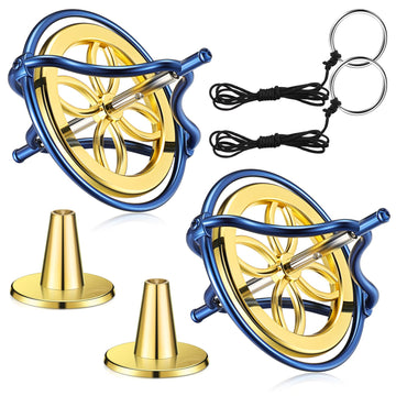 Meekoo 2 Packs Gyroscope Toys Metal Anti Gravity Colorful Precision Top Gyroscope For Christmas Educational Birthday Gifts(Blue,