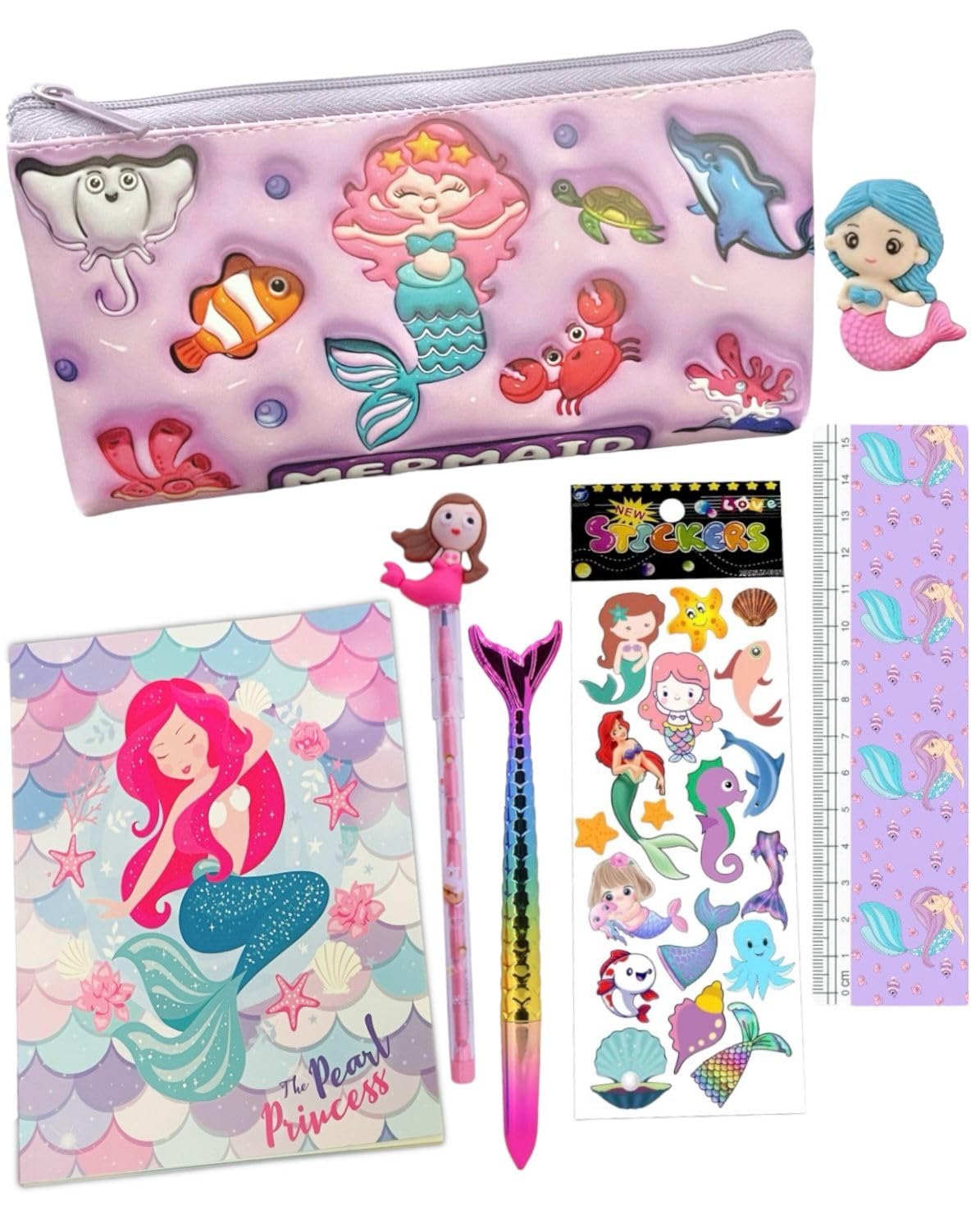 Le Delite 3D Cartoon Stationery Pencil Bag Storage Case Large Capacity For Kids School Set With Diary,Pen,Pencil,Scale,Eraser & 