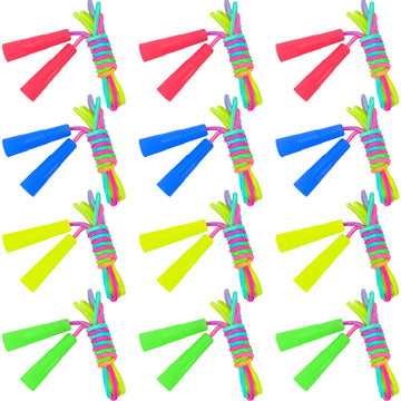 Kids Jump Rope,12 Pack Rainbow Jump Rope Set,7.2 Ft Adjustable Skipping Rope,Durable Jump Ropes With Plastic Handles,Vibrant Jum
