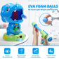 EagleStone Moveable Triceratops Shooting Toy - Medium EVA Foam, Blue, Model 8808-10B, LCD Score Record for Kids