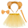 Jmkcoz Lion Ears Headband Tail Bowtie Tutu Costume Set, Lion Halloween Animal Fancy Dress Up Cosplay Party Favor