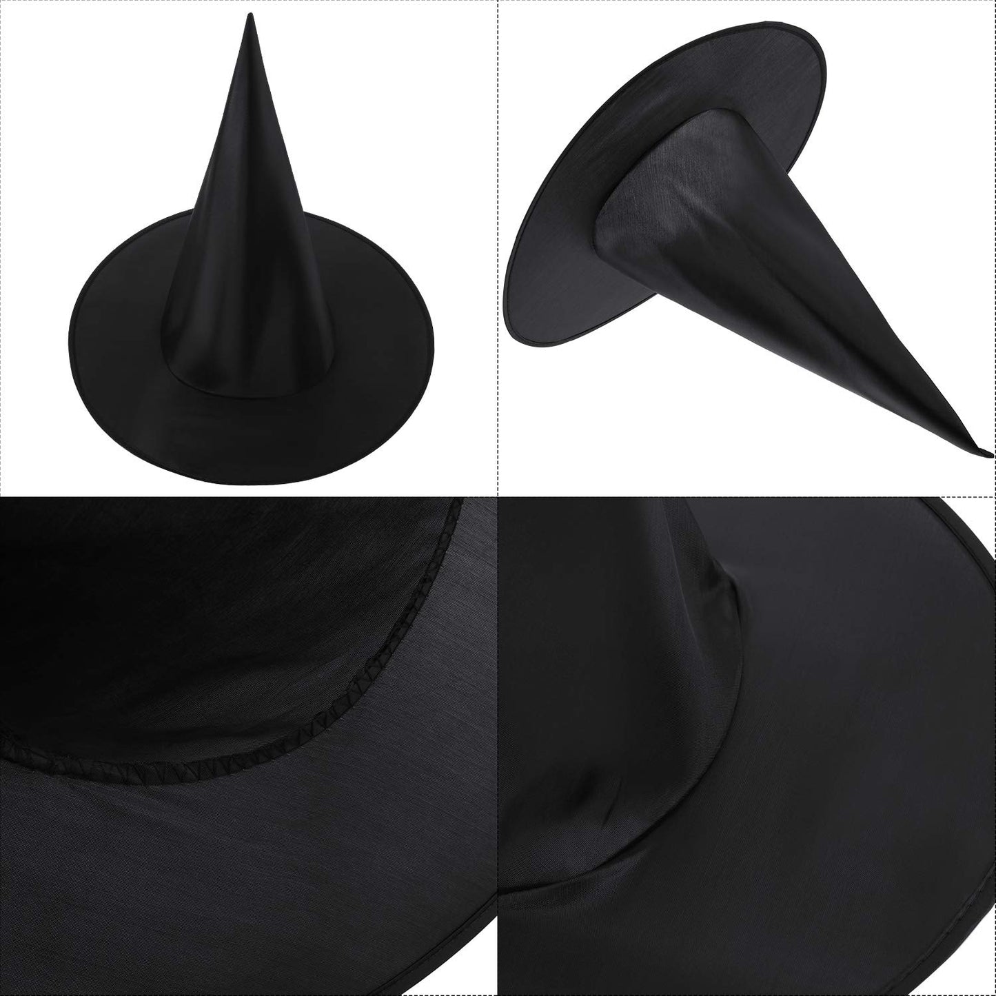 2 Packs Halloween Witch Hats Witch Costume Accessory for Halloween Party, Black