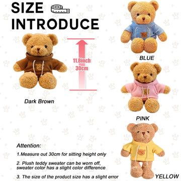 Chelei2019 11.8' Teddy Bear Stuffed Animal Cute Teddy Bear With Hoodie Plush Toy For Kids,Brown