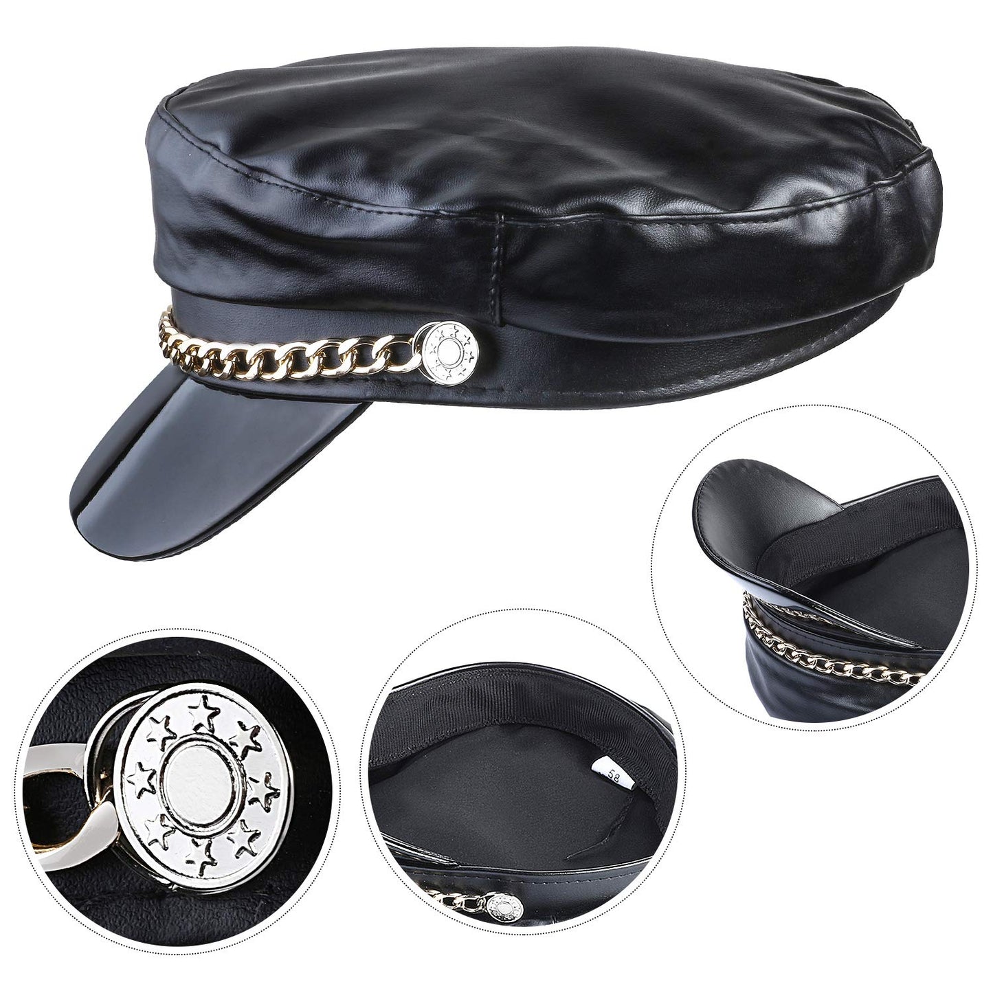 Beefunny Biker Costume Accessories Biker Cap Sunglasses 70s 80s Steam Punk Roker Party Dress Unisex (C)