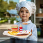 WOODENFUN Pretend Play Food Set for Kids,Wooden Fast Food Playset with Tray Hamburger Cola Fries Combo,Play Kitchen Accessories