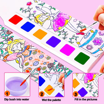 JUNQIU 4Pack Paint with Water Books for Kids, Watercolor Painting Coloring Books for Toddlers, Arts and Crafts for Girls Gifts,