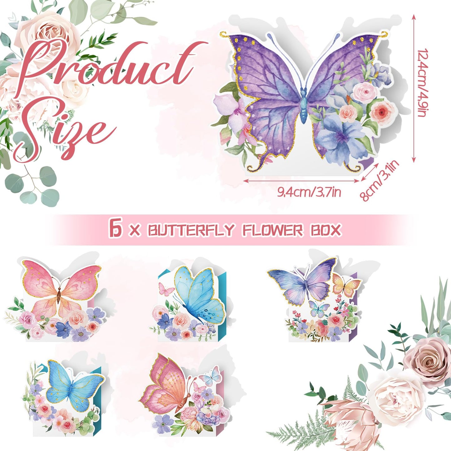 Fuutreo 6 Pcs Butterfly Centerpieces For Baby Shower Birthday Tea Party Favors Decor, Butterfly Decorations For Tables, Butterfl