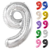 Silver Number 9 Balloon 40 Inch, 9 Balloon Number, 9Th Birthday Decorations, Silver Party Supplies For Boys Girls