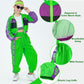 Timsophia Hip Hop Dance Costume For Girls, 5 Pcs 80S 90S Outfit For Kids, Modern Jazz Team Performance Tracksuit, 8-9 Years, Gre